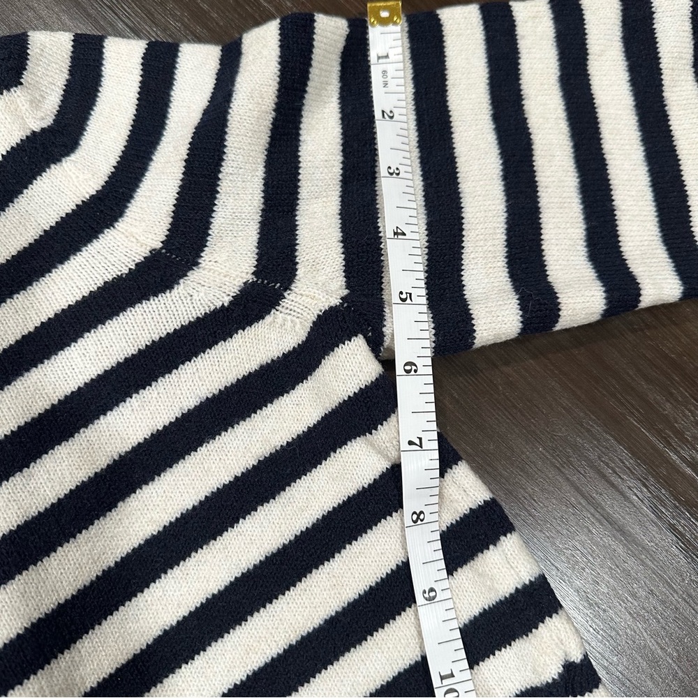 Mango Striped Knitted Cardigan Gold Jewel Buttons Navy Cream Size M Preppy EUC - Picture 12 of 13